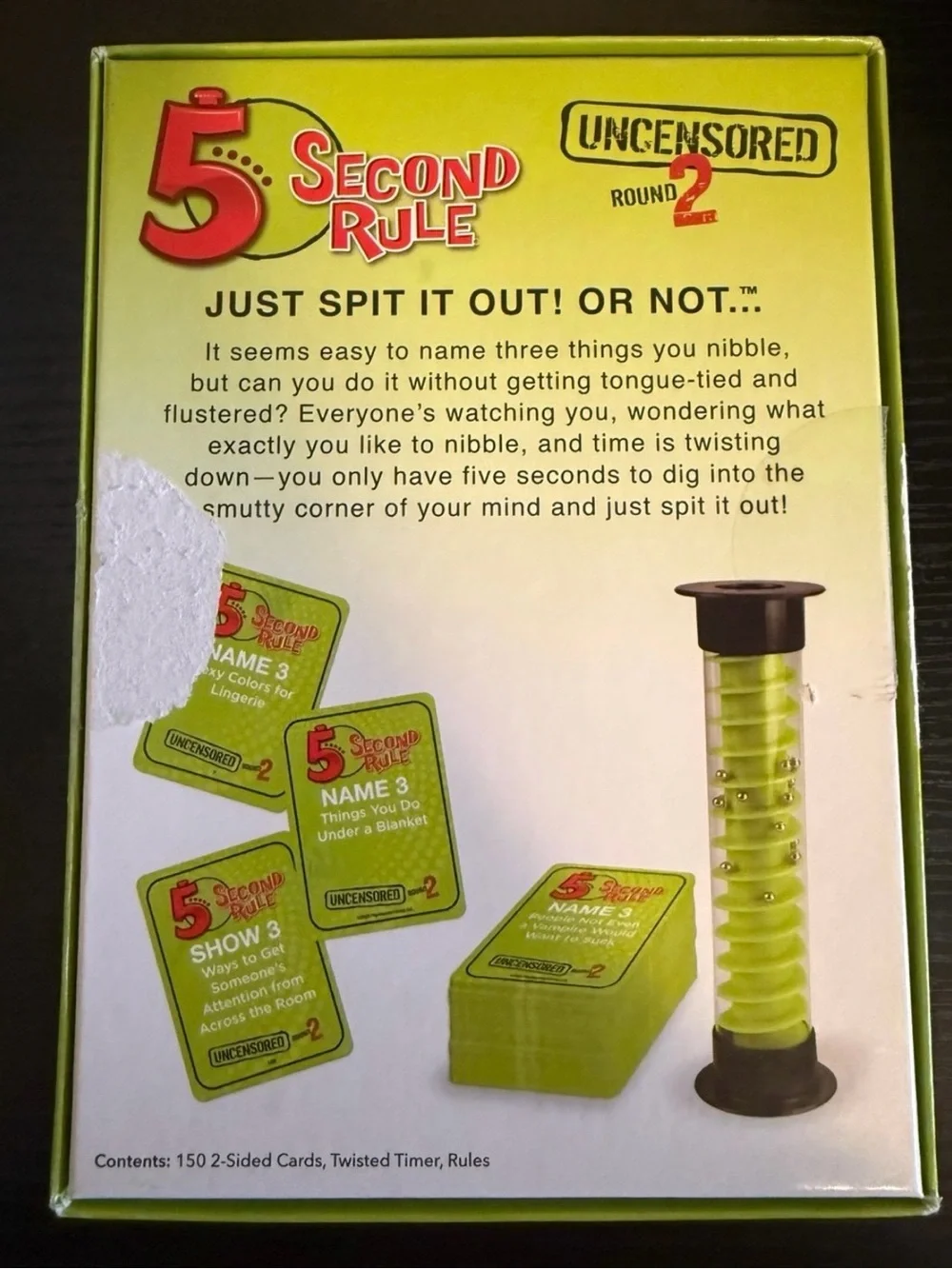 5 Second Rule Uncensored Round 2 Party Card Game - Green